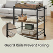 3-Tier Kitchen Trolley – Steel – Rustic Brown – Removable Serving Tray with Wheels and Brakes