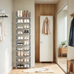 10-Tier Metal Shoe Rack – Grey – Customisable Design, Space-Saving Storage for Hallway