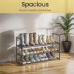 3-Tier Shoe Rack – Metal – Grey – Stackable Shoe Storage for 12 to 15 Pairs