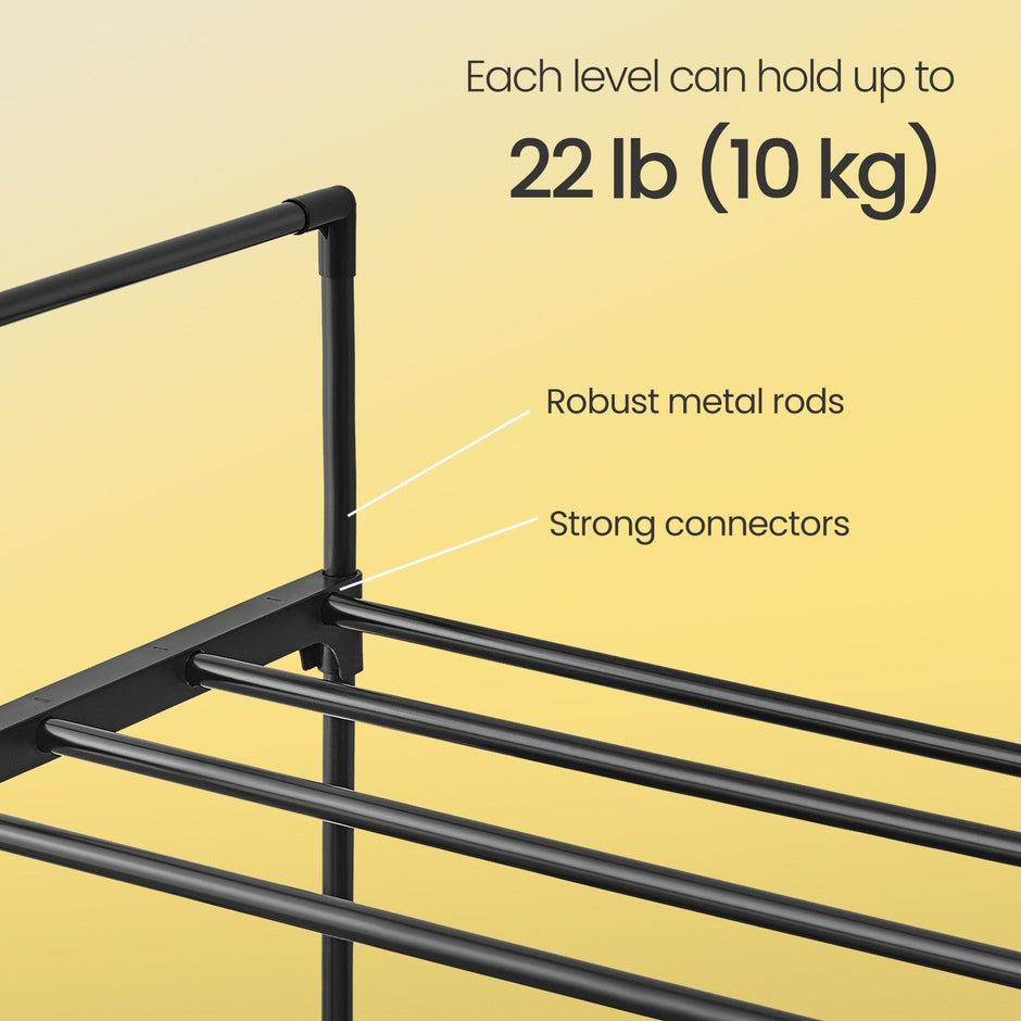 3-Tier Shoe Rack – Metal – Grey – Stackable Shoe Storage for 12 to 15 Pairs