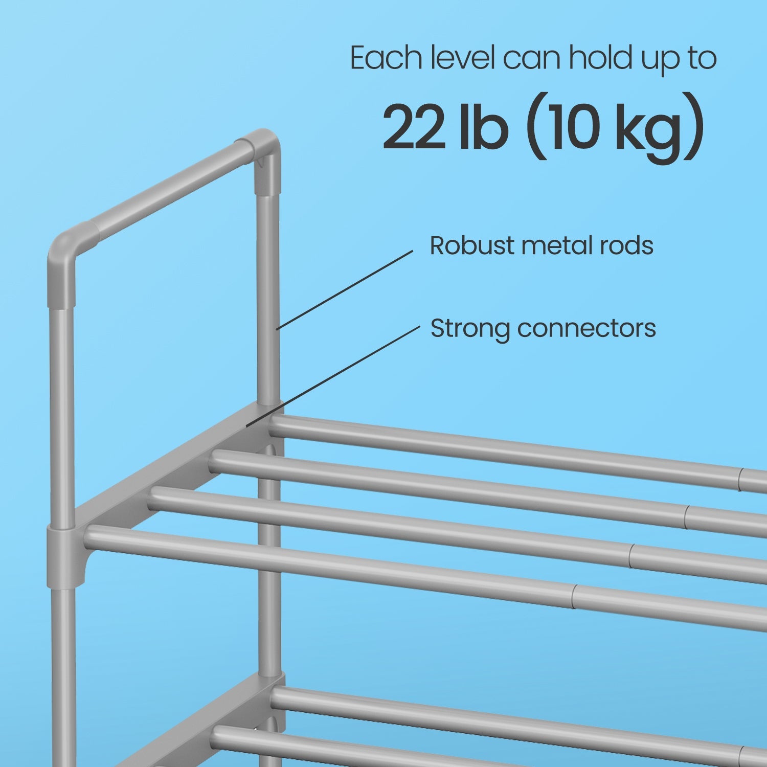 3-Tier Shoe Rack – Metal – Grey – Stackable Shoe Storage for 12 to 15 Pairs