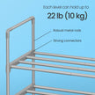 3-Tier Shoe Rack – Metal – Grey – Stackable Shoe Storage for 12 to 15 Pairs