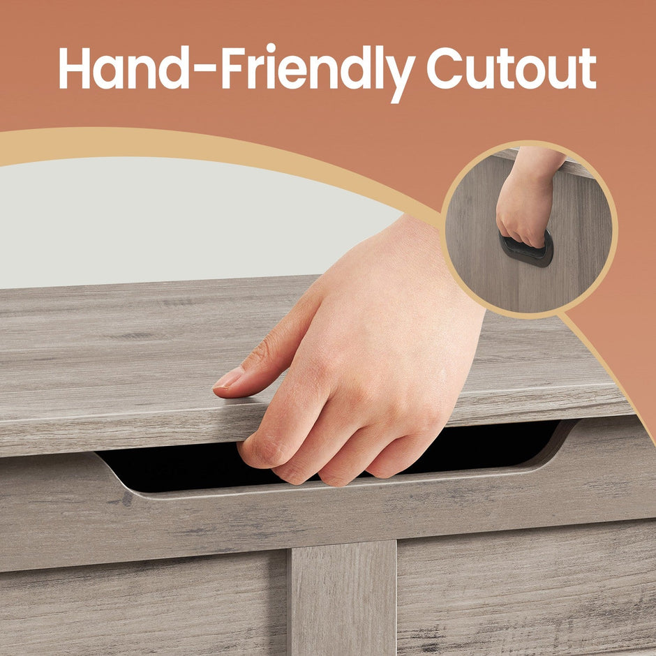 Storage Bench – Wood – Cloud White – Farmhouse Style with 2 Safety Hinges