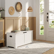 Storage Bench – Wood – Cloud White – With Safety Hinges and Multi-Functional Use