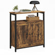 Multipurpose Storage Cabinet – Steel – Rustic Brown and Black – Adjustable Shelves with Slat Door