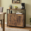 Multipurpose Storage Cabinet – Steel – Rustic Brown and Black – Adjustable Shelves with Slat Door