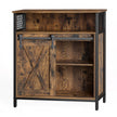 Buffet Cabinet – Wood – Rustic Brown and Black – Adjustable Shelf with Sliding Barn Door and Open Compartment