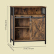 Buffet Cabinet – Wood – Rustic Brown and Black – Adjustable Shelf with Sliding Barn Door and Open Compartment