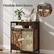 Buffet Cabinet – Wood – Rustic Brown and Black – Adjustable Shelf with Sliding Barn Door and Open Compartment