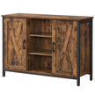 Sideboard – Wood – Rustic Brown and Black – Barn Doors, Multi-Functional Storage for Dining Room and Living Room