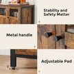Sideboard – Steel – Rustic Brown and Black – Industrial Style with Glass Doors