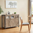 Sideboard – Steel – Rustic Brown and Black – Industrial Style with Glass Doors
