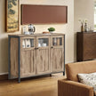 Sideboard – Steel – Rustic Brown and Black – Industrial Style with Glass Doors