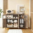 Sideboard – Steel – Rustic Brown and Black – Industrial Style with Glass Doors