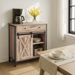 Freestanding Storage Cabinet – Engineered Wood – Rustic Brown and Black – Sliding Barn Door and Drawer
