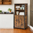 Freestanding Storage Cabinet – Wood – Rustic Brown and Black – Multifunctional with Adjustable Shelf
