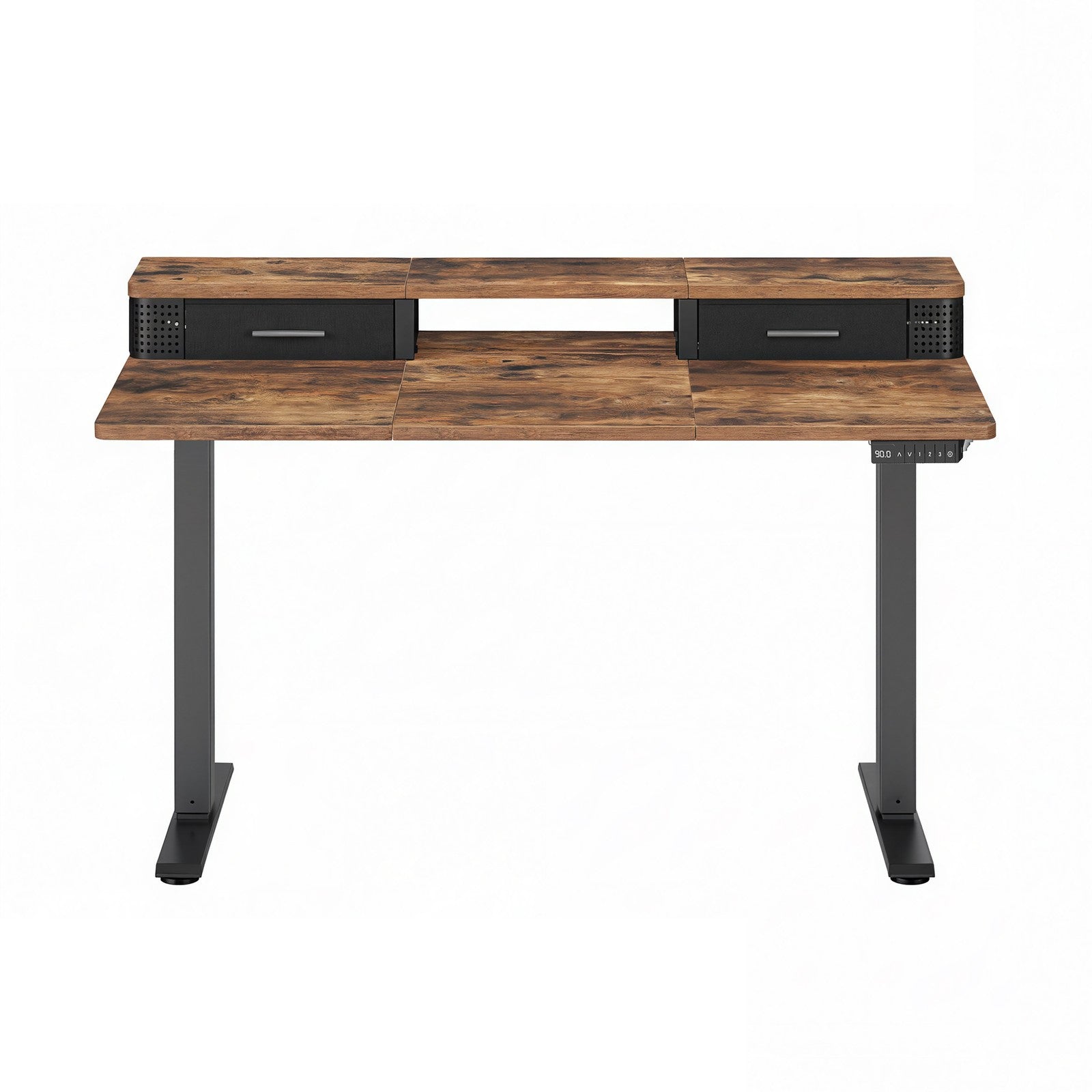 Electric Standing Desk – Engineered Wood – Black – Adjustable Height with Built-In Power Outlet and Memory Function