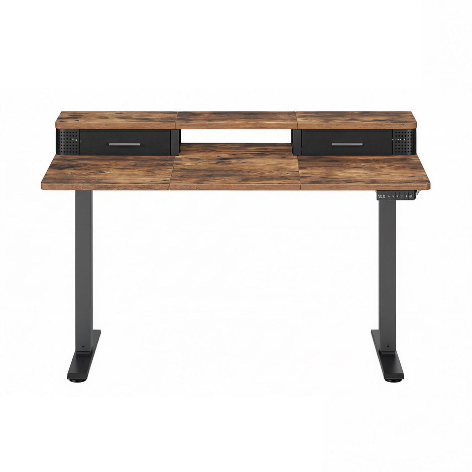 Electric Standing Desk – Engineered Wood – Black – Adjustable Height with Built-In Power Outlet and Memory Function