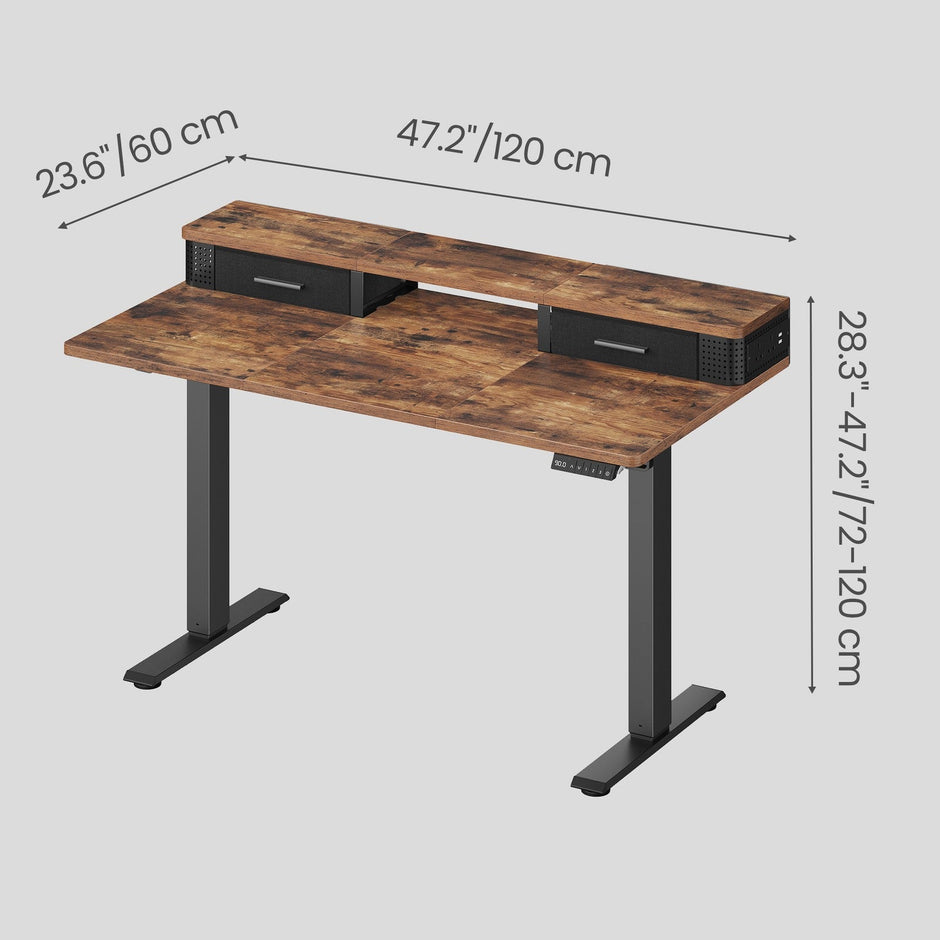 Electric Standing Desk – Engineered Wood – Black – Adjustable Height with Built-In Power Outlet and Memory Function