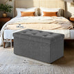 Ottoman Storage Bench – Linen-Look Fabric – Dark Grey – 80L Folding Chest with Heavy-Duty Capacity