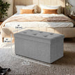 Ottoman Storage Bench – Linen-Look Fabric – Dark Grey – 80L Folding Chest with Heavy-Duty Capacity