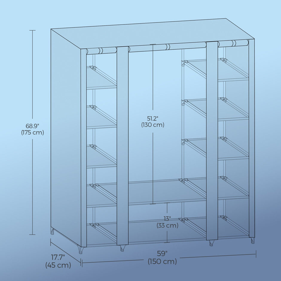 Portable Closet – Fabric – Navy Blue – Clothes Storage Organizer with Rail