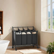 Rolling Laundry Sorter – Fabric – Black – With 4 Removable 35L Bags