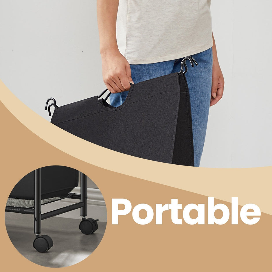 Rolling Laundry Sorter – Fabric – Black – With 4 Removable 35L Bags