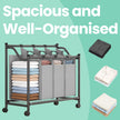 Rolling Laundry Sorter – Fabric – Black – With 4 Removable 35L Bags