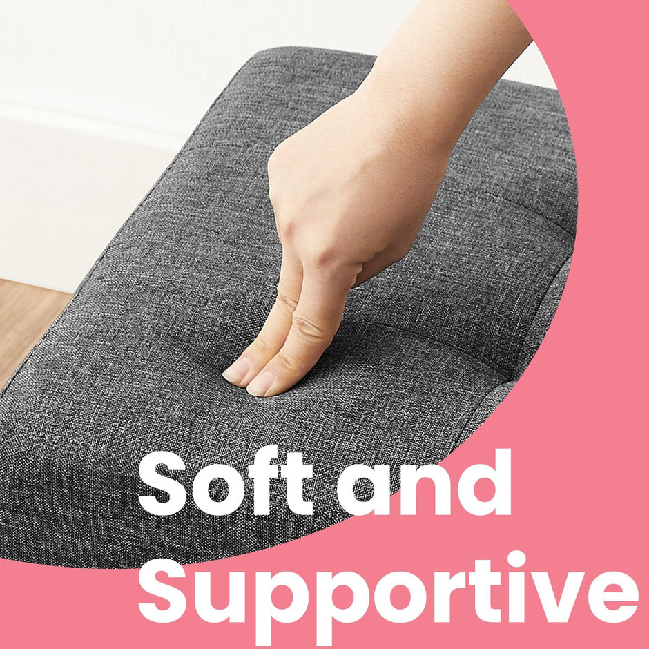Storage Ottoman Bench – Fabric – Ink Black – Foldable with Storage and Plastic Legs, 38 x 110 x 40 cm