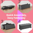 Storage Ottoman Bench – Fabric – Ink Black – Foldable with Storage and Plastic Legs, 38 x 110 x 40 cm