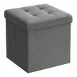 Set of 2 Storage Ottomans – Fabric – Dark Grey – Foldable Foot Rest Stools with Storage