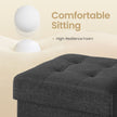 Set of 2 Storage Ottomans – Fabric – Dark Grey – Foldable Foot Rest Stools with Storage