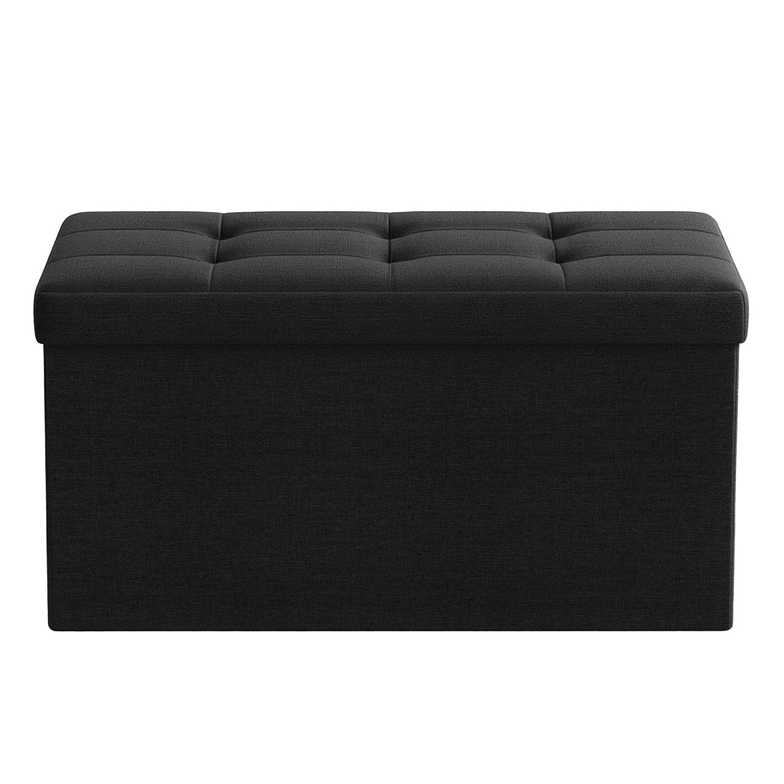 Storage Ottoman Bench – Fabric – Ink Black – Foldable with Storage