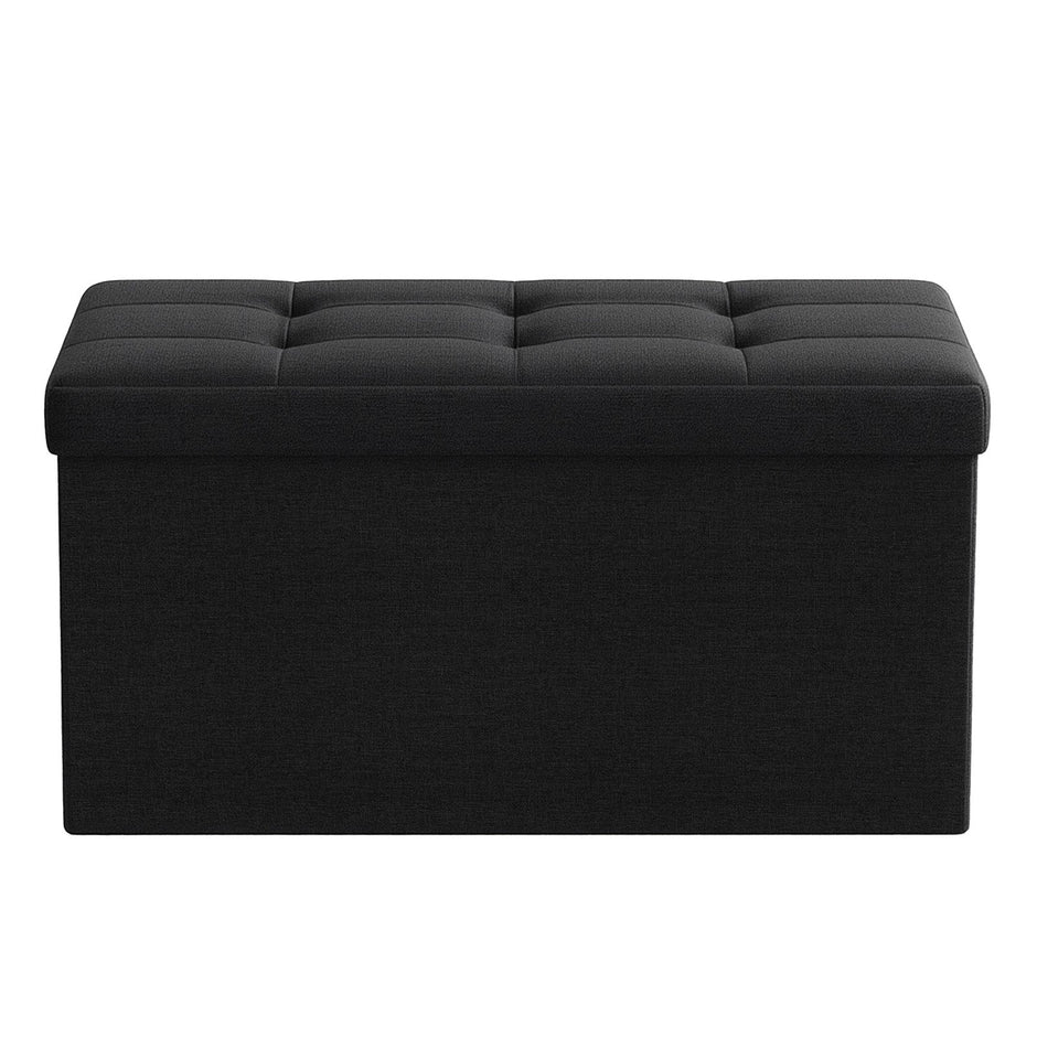 Storage Ottoman Bench – Fabric – Ink Black – Foldable with Storage