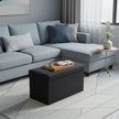 Storage Ottoman Bench – Fabric – Ink Black – Foldable with Storage