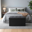 Storage Ottoman Bench – Fabric – Ink Black – Foldable with Storage