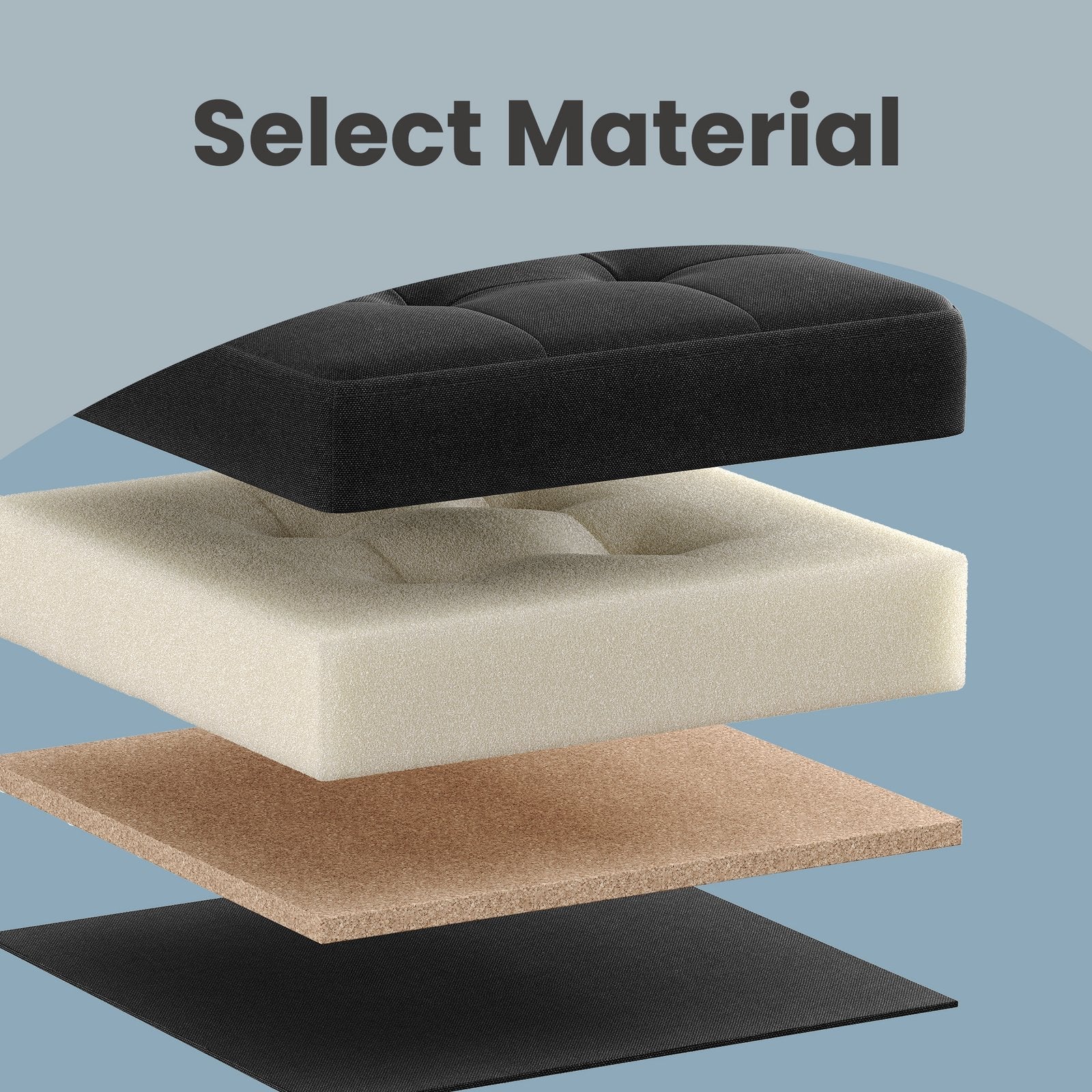 Storage Ottoman Bench – Fabric – Ink Black – Foldable with Storage