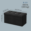 Storage Ottoman Bench – Fabric – Ink Black – Foldable with Storage