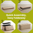 Storage Ottoman Bench – Fabric – Ink Black – Foldable with Storage