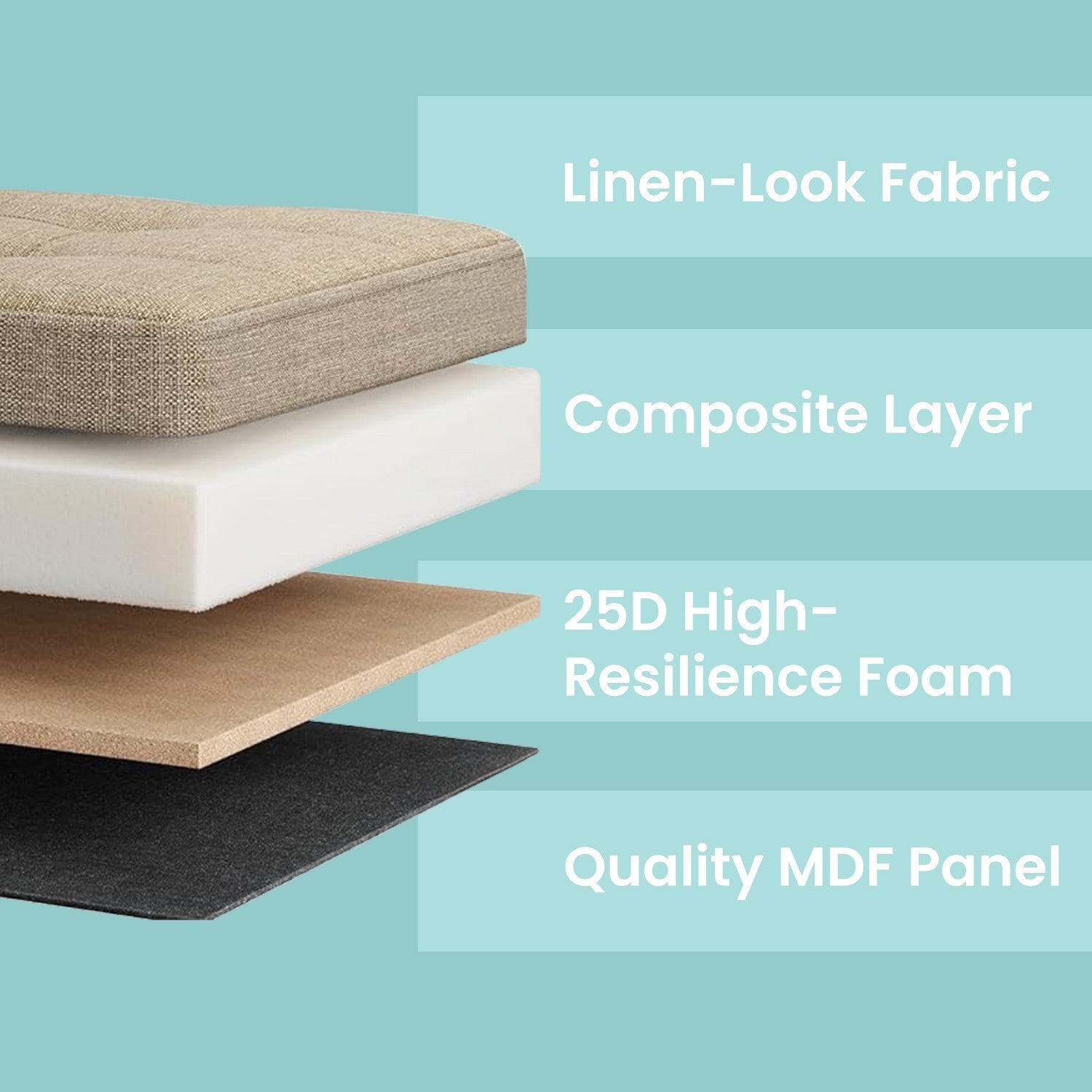 Storage Ottoman Bench – Fabric – Ink Black – Foldable with Storage