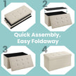 Storage Ottoman Bench – Fabric – Ink Black – Foldable with Storage