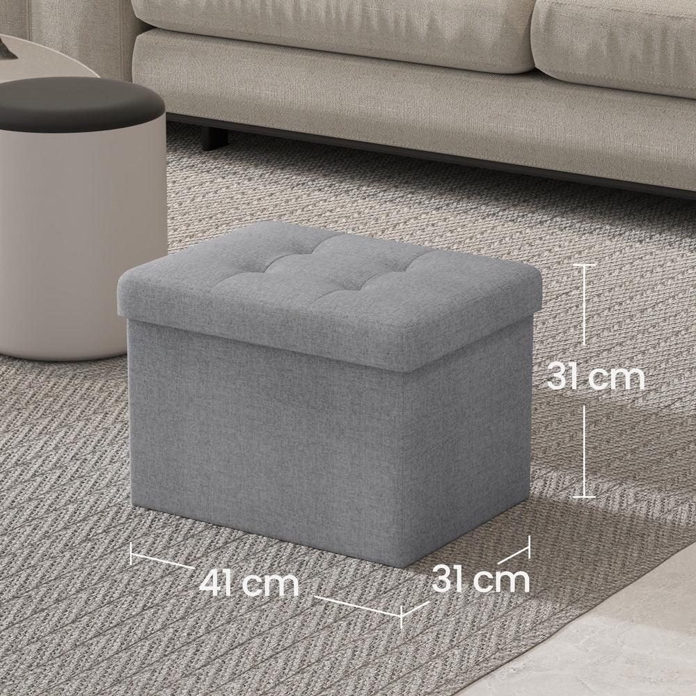 Foldable Storage Ottoman – Fabric – Dark Grey – Cube Foot Rest with 130 kg Capacity
