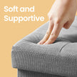 Foldable Storage Ottoman – Fabric – Dark Grey – Cube Foot Rest with 130 kg Capacity