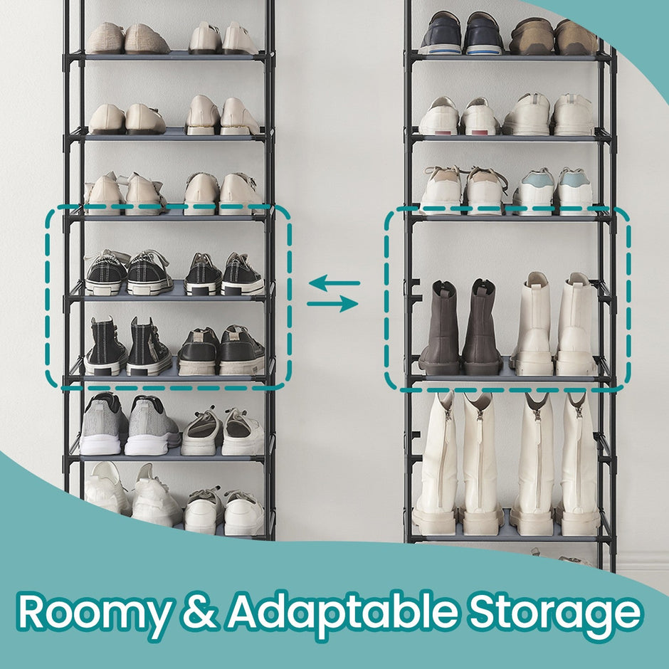 Shoe Rack – Metal Frame – Black – 10-Tier Space-Saving Design