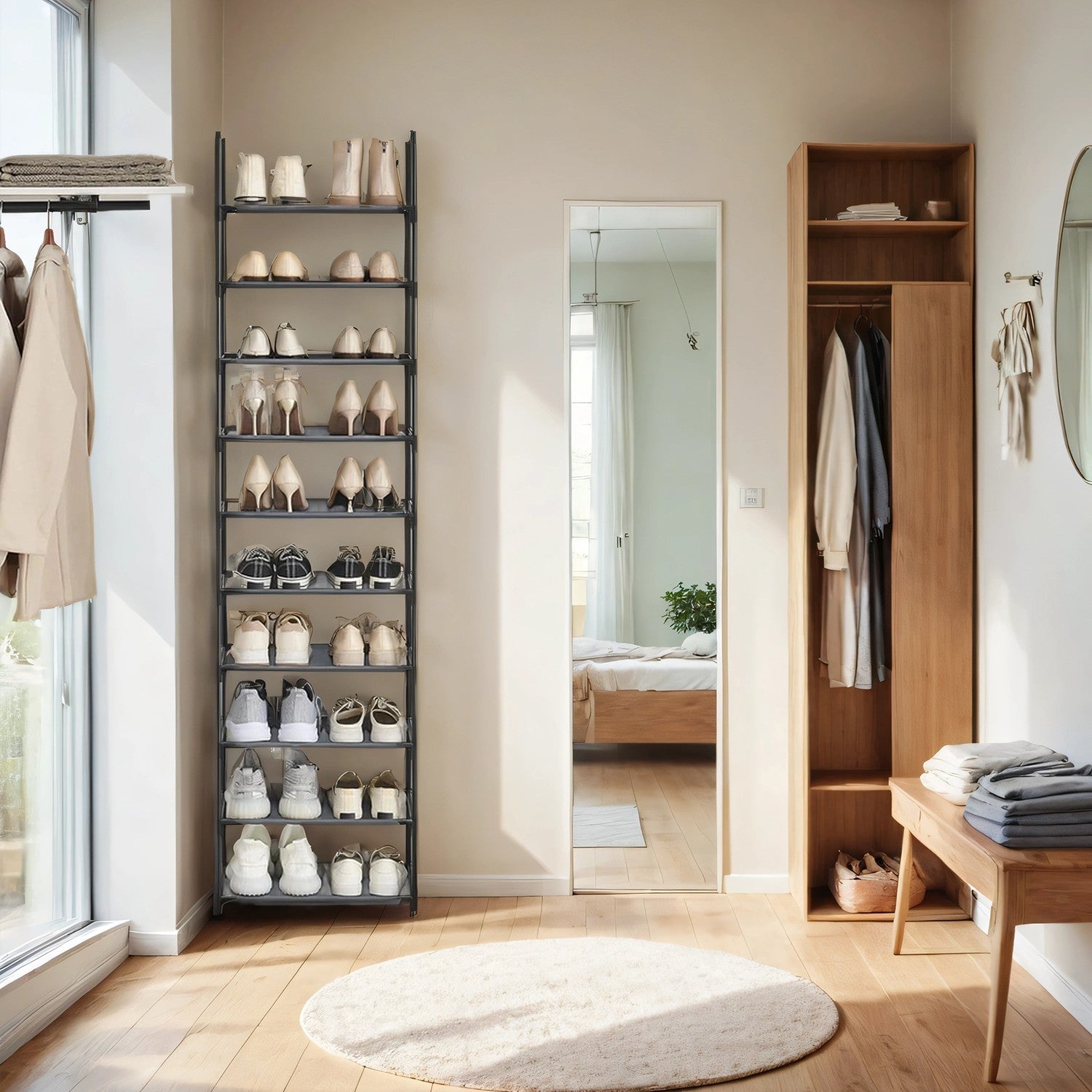 Shoe Rack – Metal Frame – Black – 10-Tier Space-Saving Design