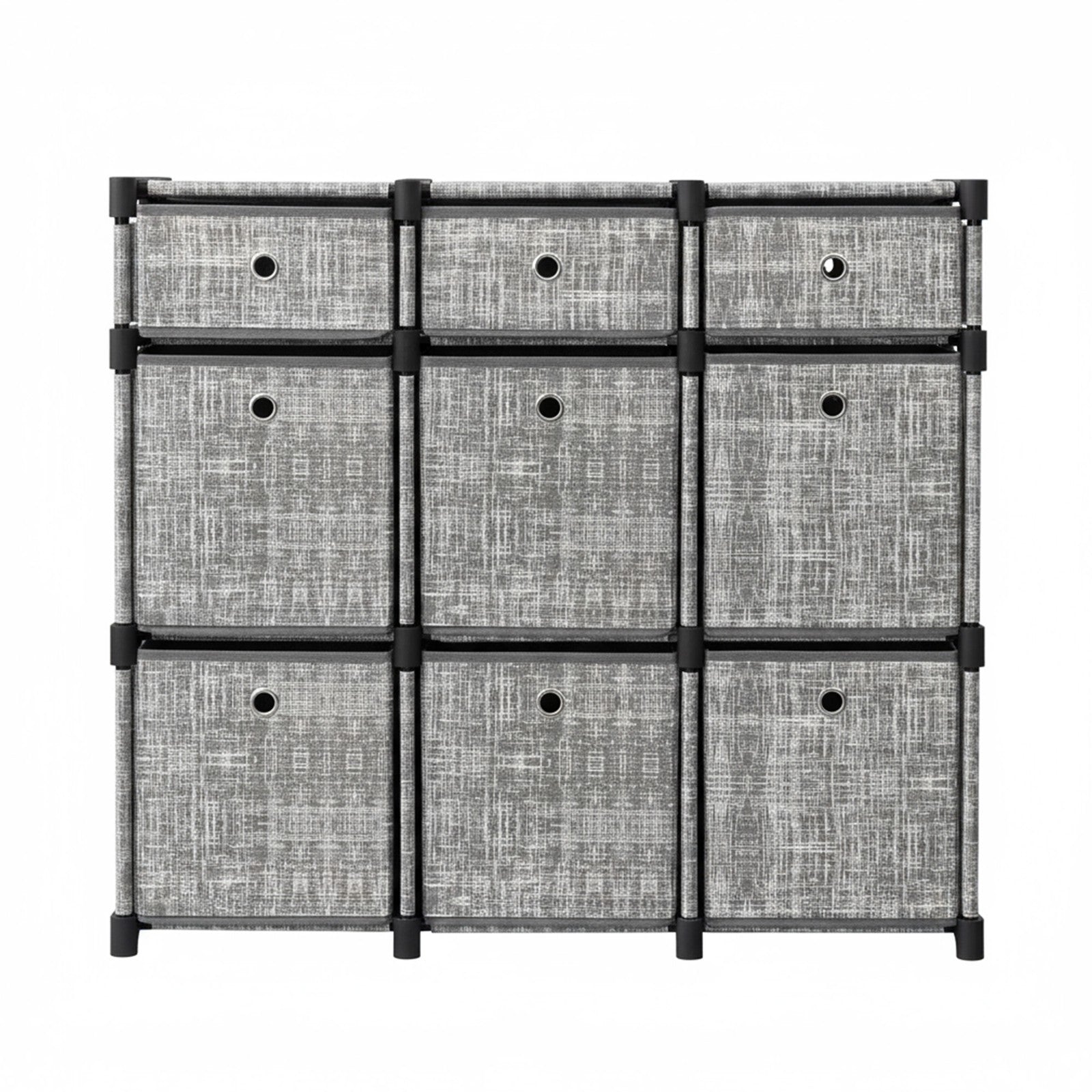Cube Storage Shelf – Wood – Heather Grey – 9-Drawer Organizer for Living Room and Bedroom