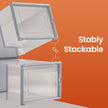 Shoe Storage Organizers – Plastic – Transparent and White – Set of 18 Stackable and Foldable Boxes