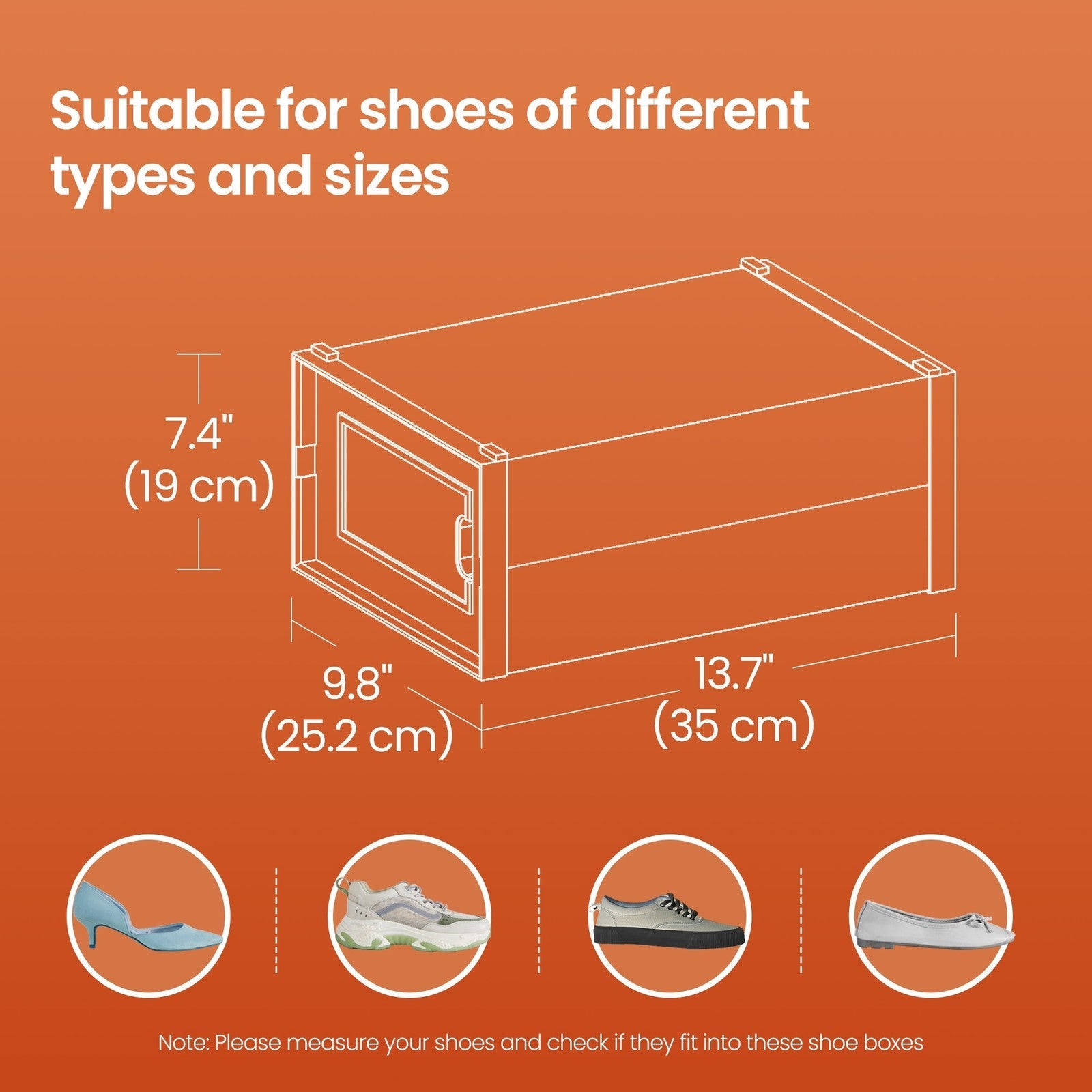 Shoe Storage Organizers – Plastic – Transparent and White – Set of 18 Stackable and Foldable Boxes