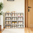 Set of 12 Stackable Shoe Boxes – Plastic – Transparent – Breathable and Foldable Design